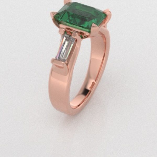 Verlovingsringen Rosegoud 14 karaat Smaragd Diamant PR0005