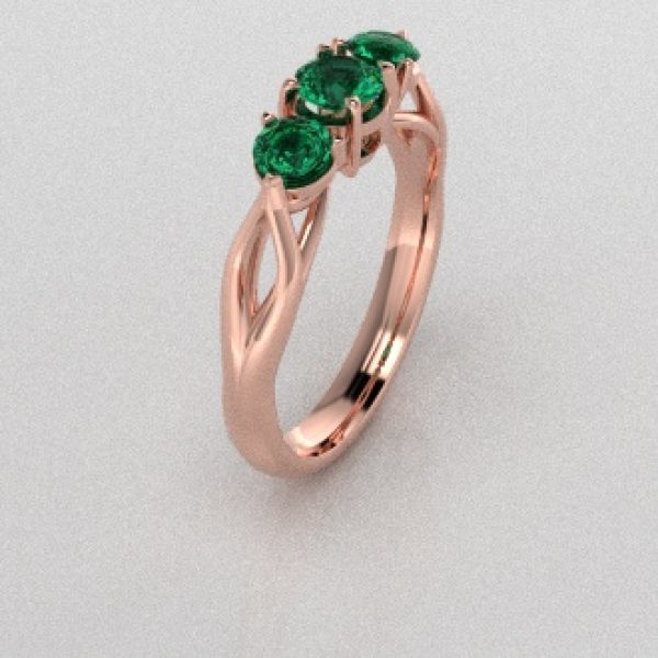 Verlovingsringen Rosegoud 14 karaat Smaragd PR0002