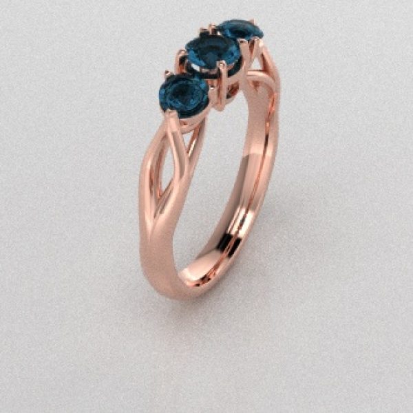 Verlovingsringen Rosegoud 14 karaat Topaas London Blauw PR0002