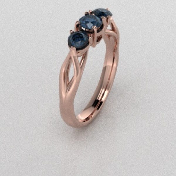 Verlovingsringen Rosegoud 18 Karaat Diamant Blauw PR0002