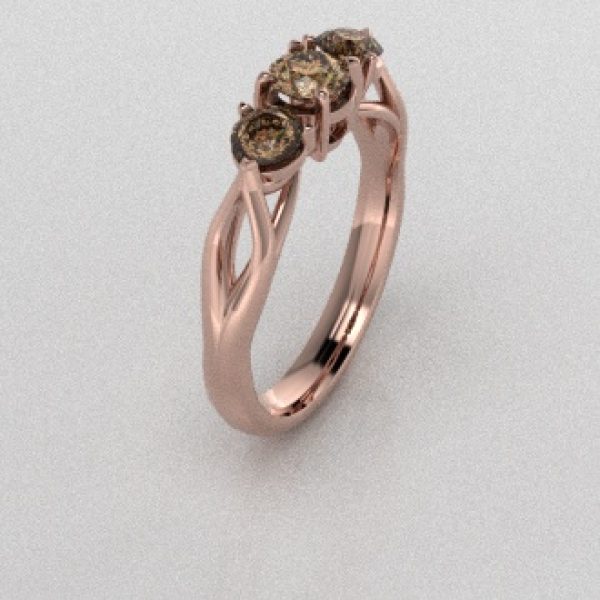 Verlovingsringen Rosegoud 18 Karaat Diamant Bruin PR0002