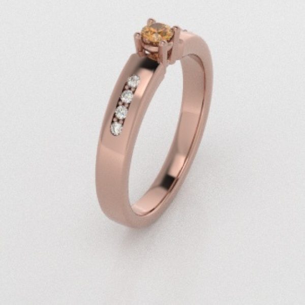 Verlovingsringen Rosegoud 18 Karaat Saffier Geel Diamant PR0003