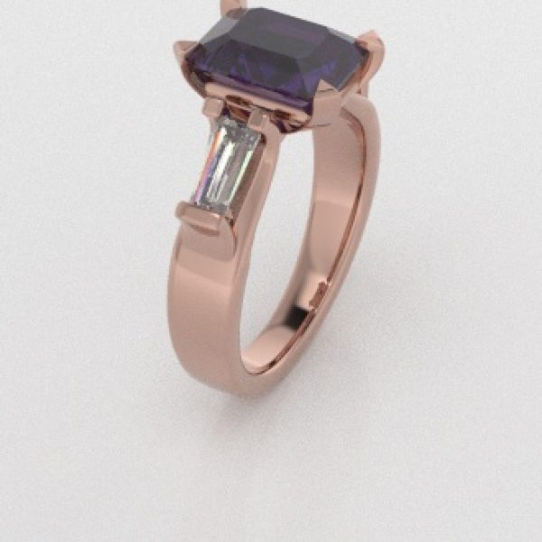 Verlovingsringen Rosegoud 18 Karaat Saffier Paars Diamant PR0005