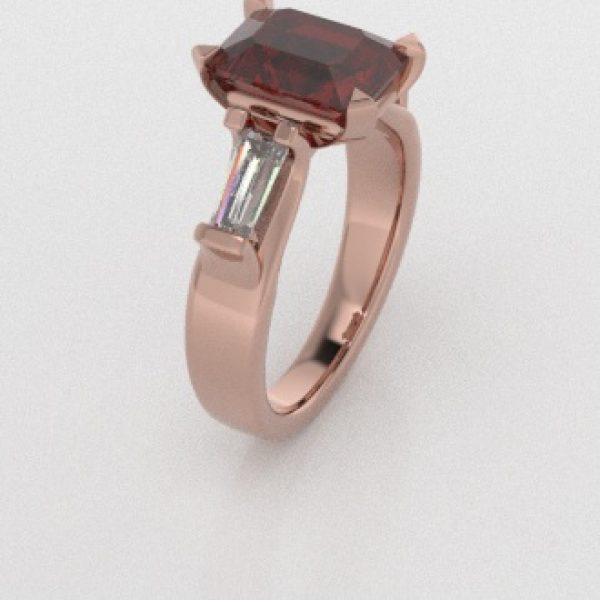 Verlovingsringen Rosegoud 18 Karaat Saffier Rood Diamant PR0005