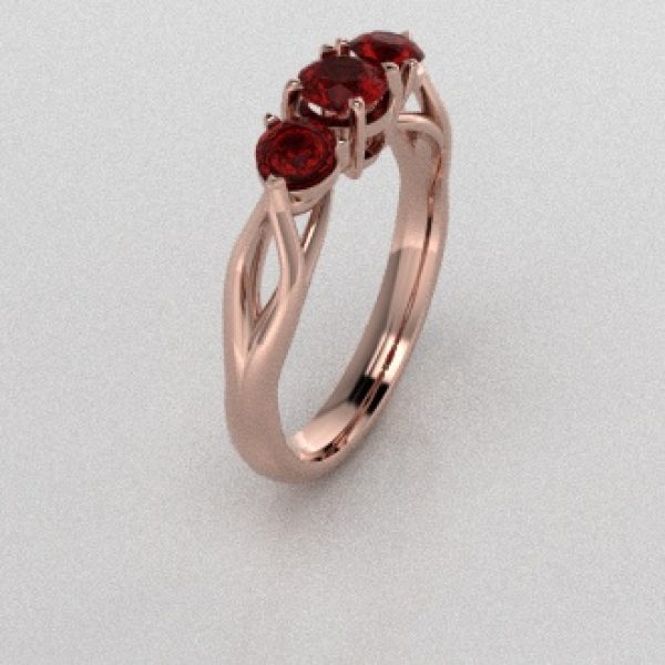 Verlovingsringen Rosegoud 18 Karaat Saffier Rood PR0002