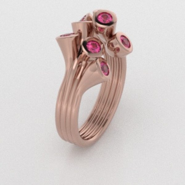 Verlovingsringen Rosegoud 18 Karaat Saffier Roze PR0001