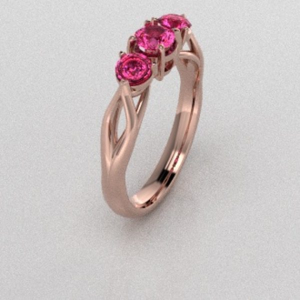 Verlovingsringen Rosegoud 18 Karaat Saffier Roze PR0002