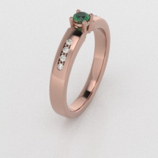 Verlovingsringen Rosegoud 18 Karaat Smaragd Diamant PR0003