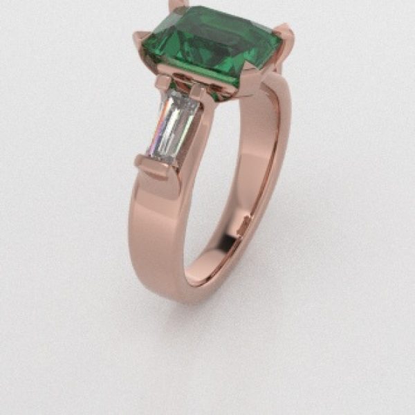 Verlovingsringen Rosegoud 18 Karaat Smaragd Diamant PR0005
