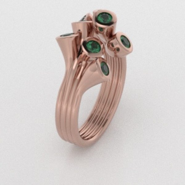 Verlovingsringen Rosegoud 18 Karaat Smaragd PR0001