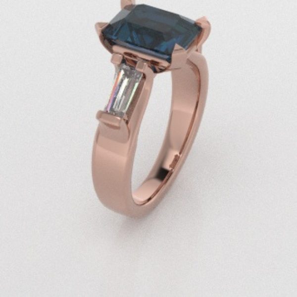 Verlovingsringen Rosegoud 18 Karaat Topaas London Blauw Diamant PR0005