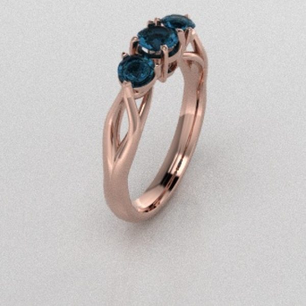 Verlovingsringen Rosegoud 18 Karaat Topaas London Blauw PR0002