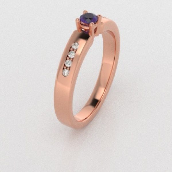 Verlovingsringen Rosegoud 9 karaat Amethist Diamant PR0003