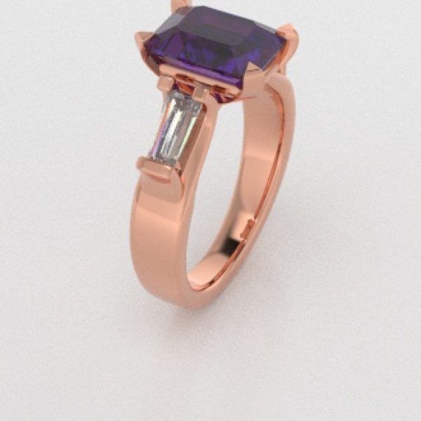 Verlovingsringen Rosegoud 9 karaat Amethist Diamant PR0005