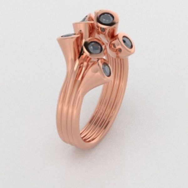 Verlovingsringen Rosegoud 9 karaat Diamant Blauw PR0001