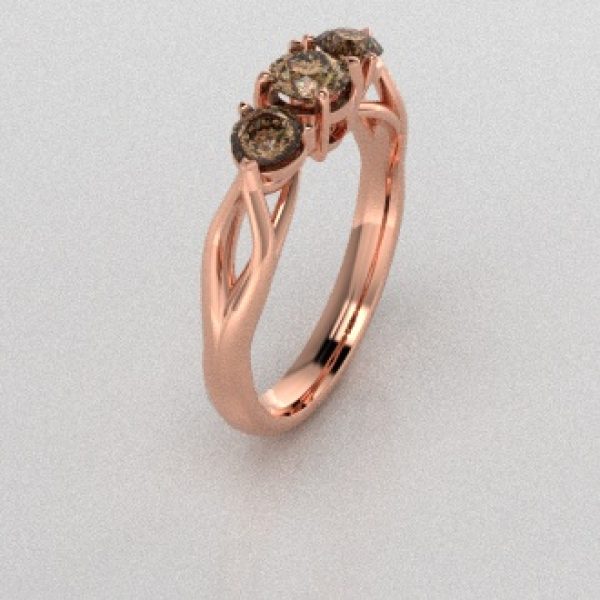 Verlovingsringen Rosegoud 9 karaat Diamant Bruin PR0002