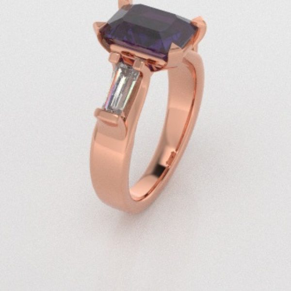 Verlovingsringen Rosegoud 9 karaat Saffier Paars Diamant PR0005