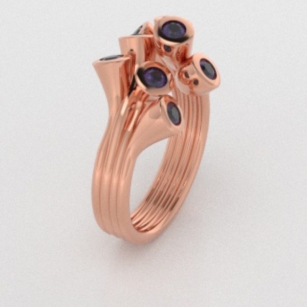 Verlovingsringen Rosegoud 9 karaat Saffier Paars PR0001