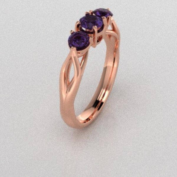Verlovingsringen Rosegoud 9 karaat Saffier Paars PR0002