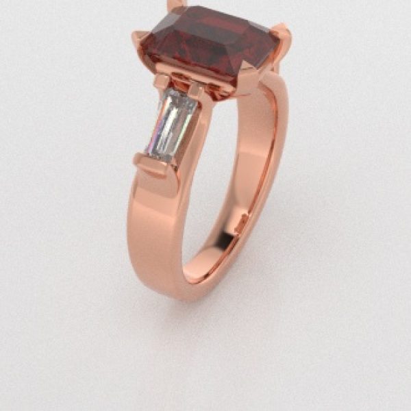 Verlovingsringen Rosegoud 9 karaat Saffier Rood Diamant PR0005