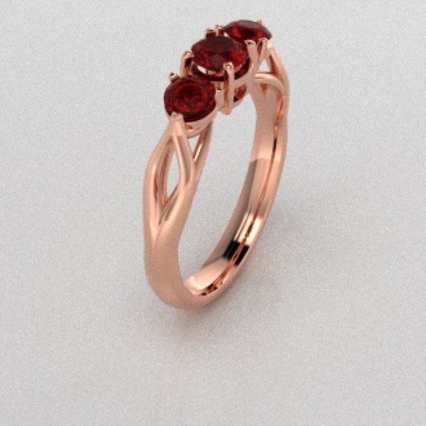 Verlovingsringen Rosegoud 9 karaat Saffier Rood PR0002