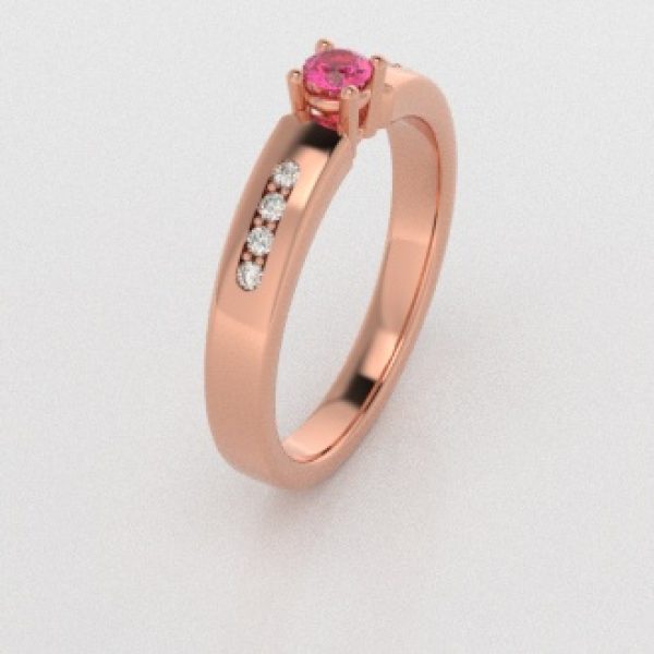 Verlovingsringen Rosegoud 9 karaat Saffier Roze Diamant PR0003