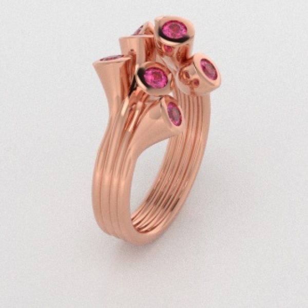 Verlovingsringen Rosegoud 9 karaat Saffier Roze PR0001