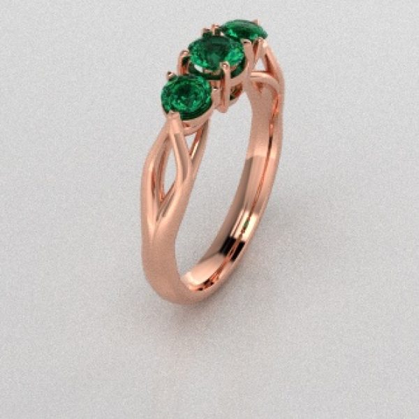 Verlovingsringen Rosegoud 9 karaat Smaragd PR0002