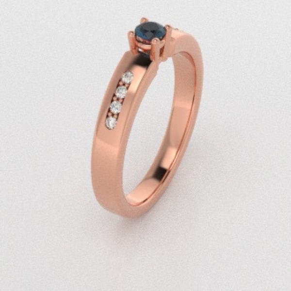 Verlovingsringen Rosegoud 9 karaat Topaas London Blauw Diamant PR0003