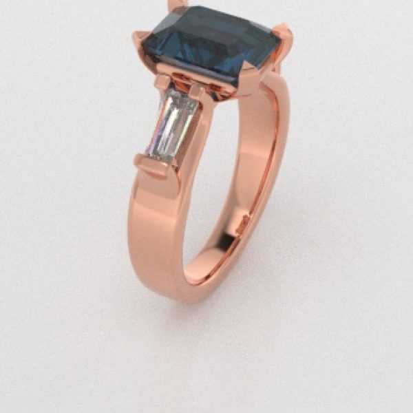 Verlovingsringen Rosegoud 9 karaat Topaas London Blauw Diamant PR0005