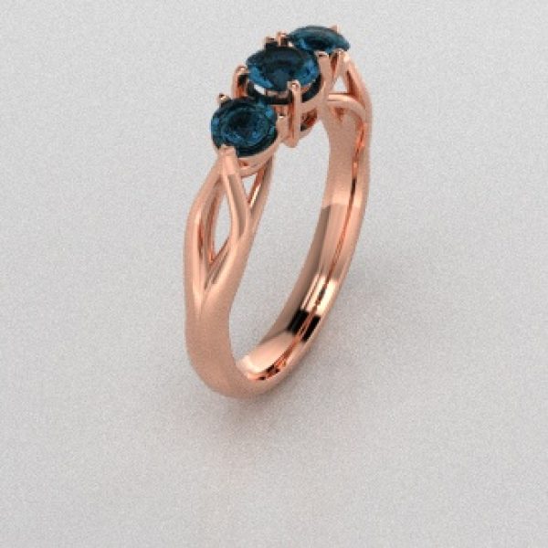 Verlovingsringen Rosegoud 9 karaat Topaas London Blauw PR0002