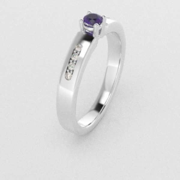 Verlovingsringen Witgoud 14 karaat Amethist Diamant PR0003