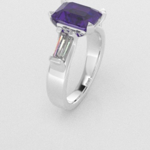 Verlovingsringen Witgoud 14 karaat Amethist Diamant PR0005