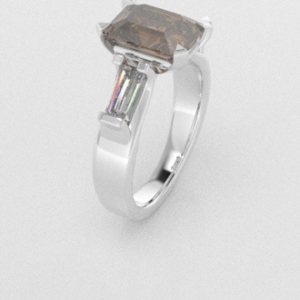 Verlovingsringen Witgoud 14 karaat Diamant Bruin PR0005