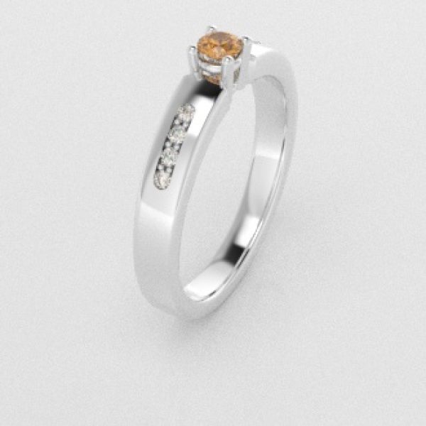 Verlovingsringen Witgoud 14 karaat Saffier Geel Diamant PR0003