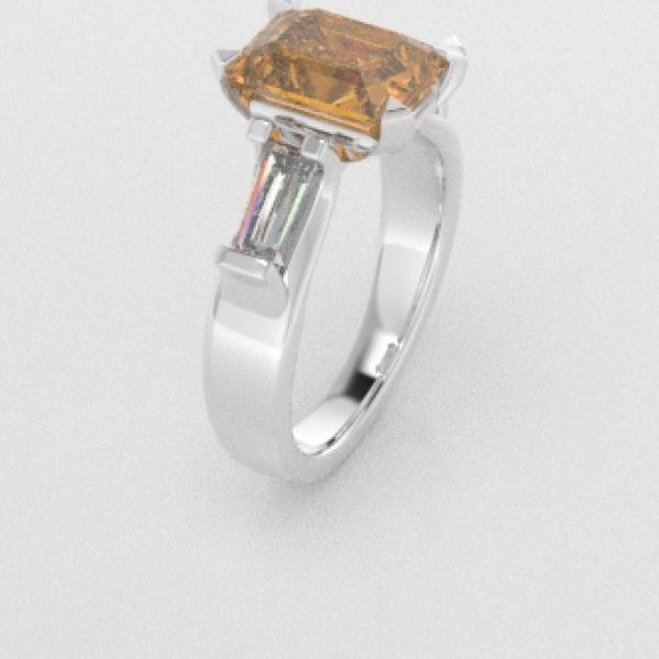 Verlovingsringen Witgoud 14 karaat Saffier Geel Diamant PR0005