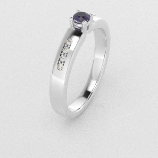 Verlovingsringen Witgoud 14 karaat Saffier Paars Diamant PR0003