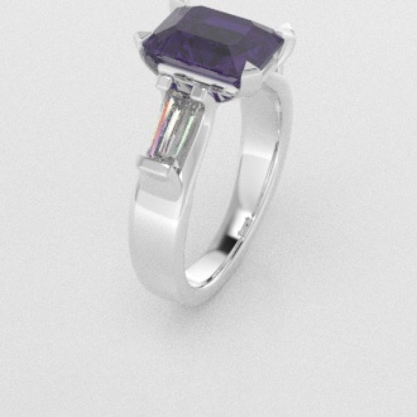 Verlovingsringen Witgoud 14 karaat Saffier Paars Diamant PR0005
