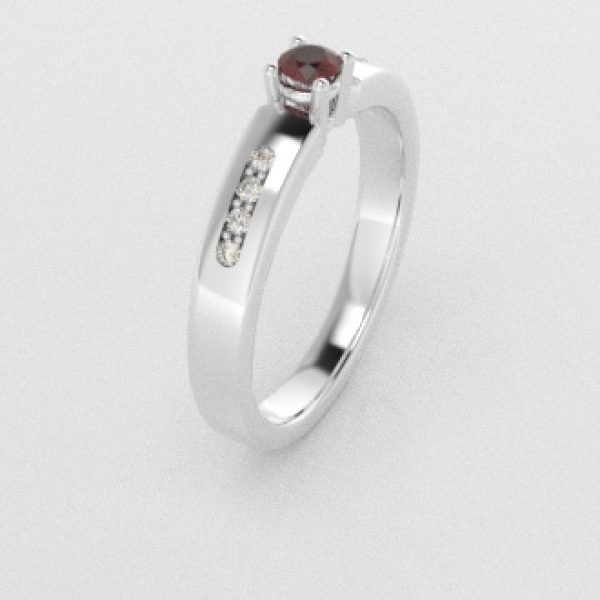 Verlovingsringen Witgoud 14 karaat Saffier Rood Diamant PR0003