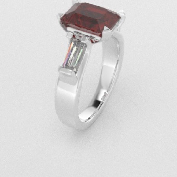 Verlovingsringen Witgoud 14 karaat Saffier Rood Diamant PR0005