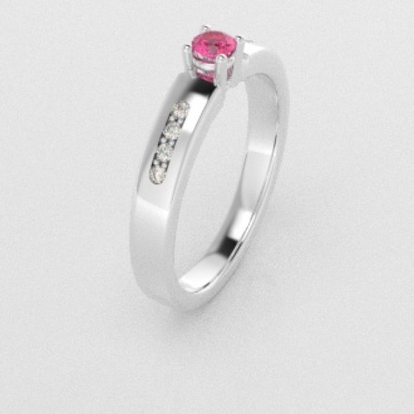 Verlovingsringen Witgoud 14 karaat Saffier Roze Diamant PR0003
