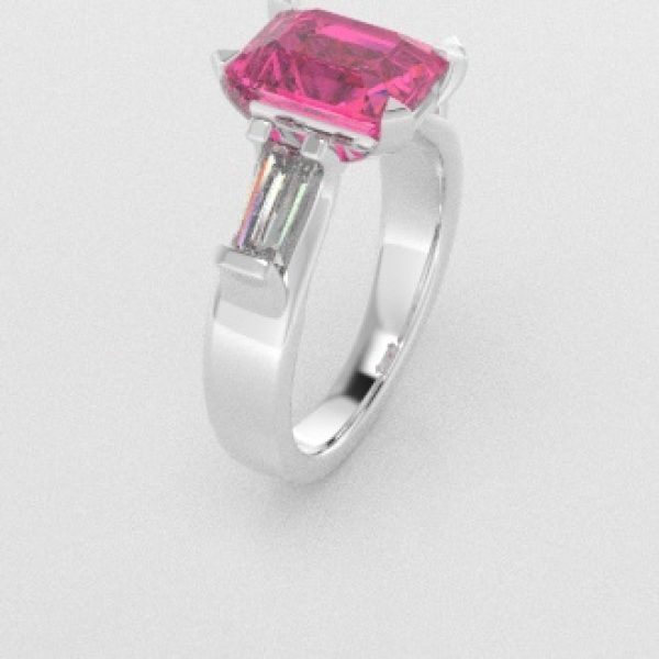 Verlovingsringen Witgoud 14 karaat Saffier Roze Diamant PR0005