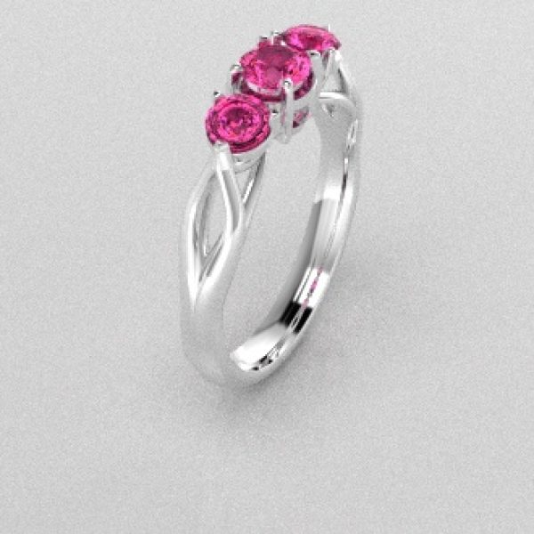 Verlovingsringen Witgoud 14 karaat Saffier Roze PR0002