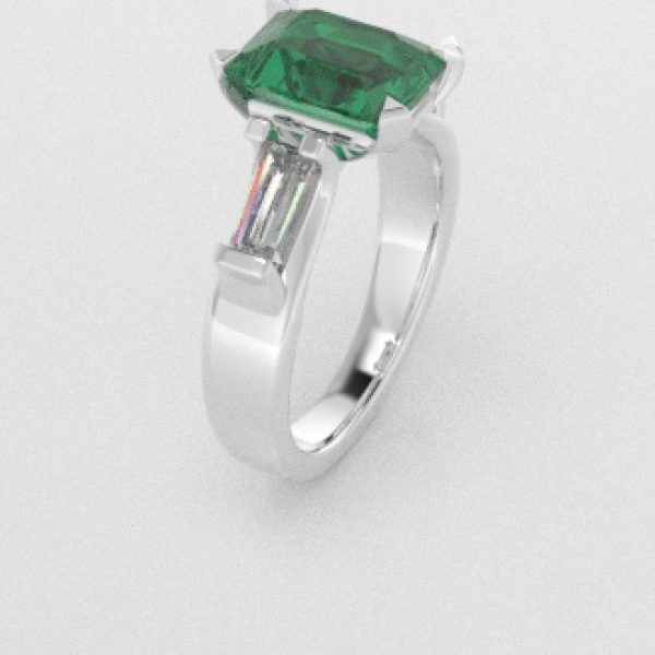 Verlovingsringen Witgoud 14 karaat Smaragd Diamant PR0005