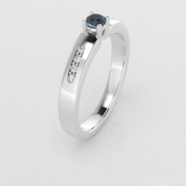 Verlovingsringen Witgoud 14 karaat Topaas London Blauw Diamant PR0003