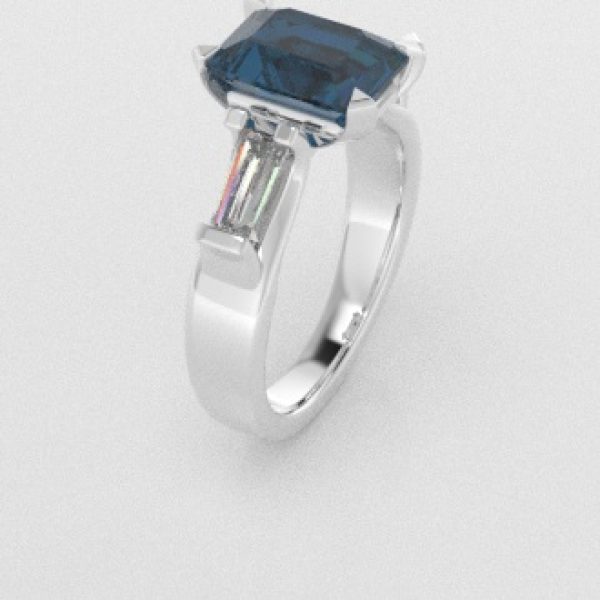 Verlovingsringen Witgoud 14 karaat Topaas London Blauw Diamant PR0005