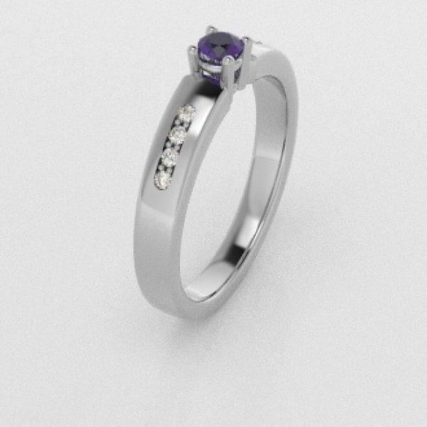 Verlovingsringen Witgoud 18 Karaat Amethist Diamant PR0003
