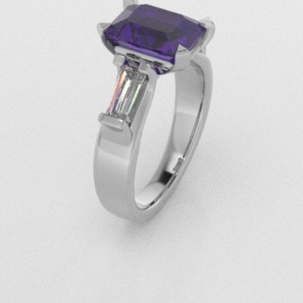 Verlovingsringen Witgoud 18 Karaat Amethist Diamant PR0005