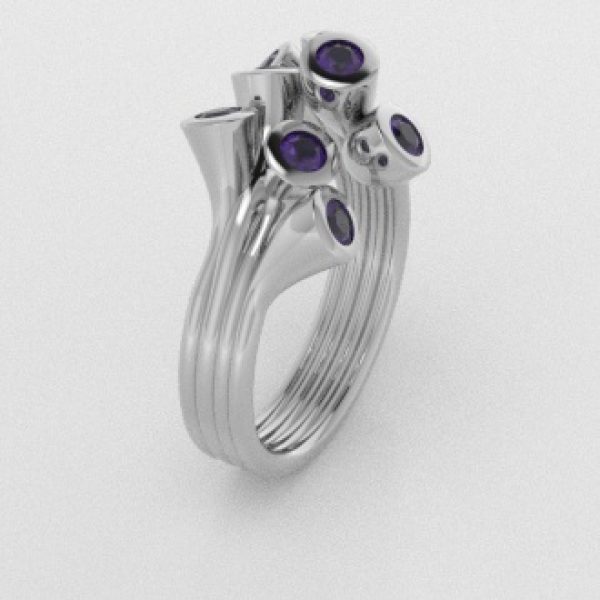 Verlovingsringen Witgoud 18 Karaat Amethist PR0001