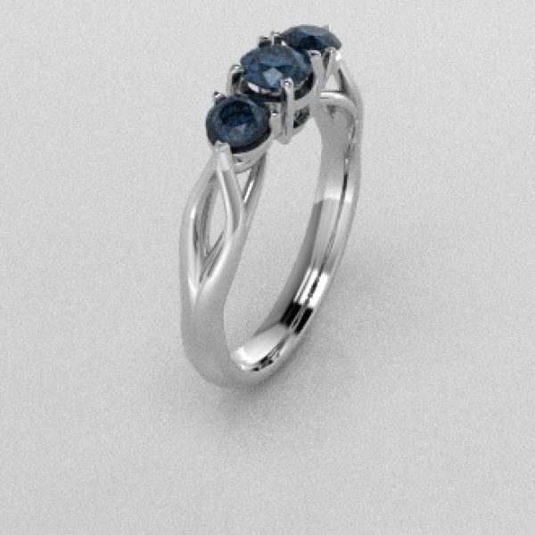 Verlovingsringen Witgoud 18 Karaat Diamant Blauw PR0002